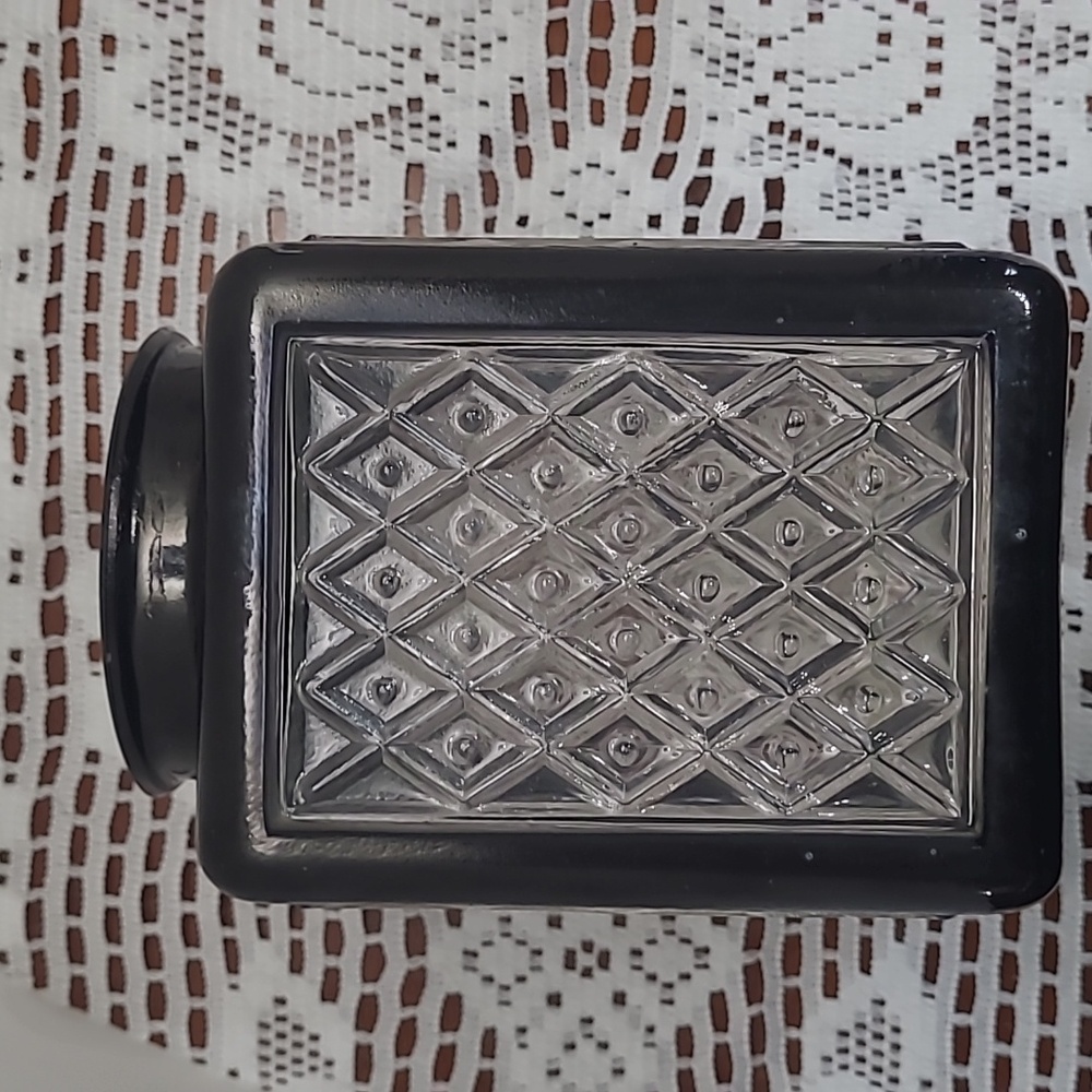 Black Enameled and Clear Glass Square Porch Light Cover - Picture 6 of 8